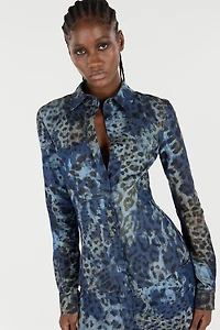Cotton Shirt With Jaguar Skin Print