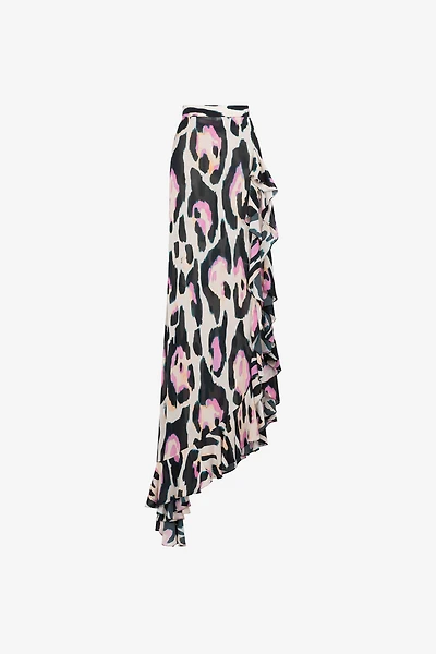 Leopard-print asymmetric skirt