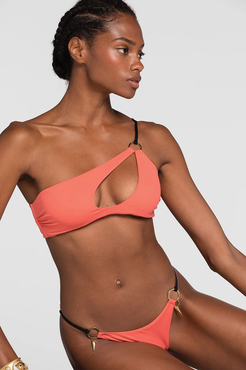 Cut-out one-shoulder bikini top