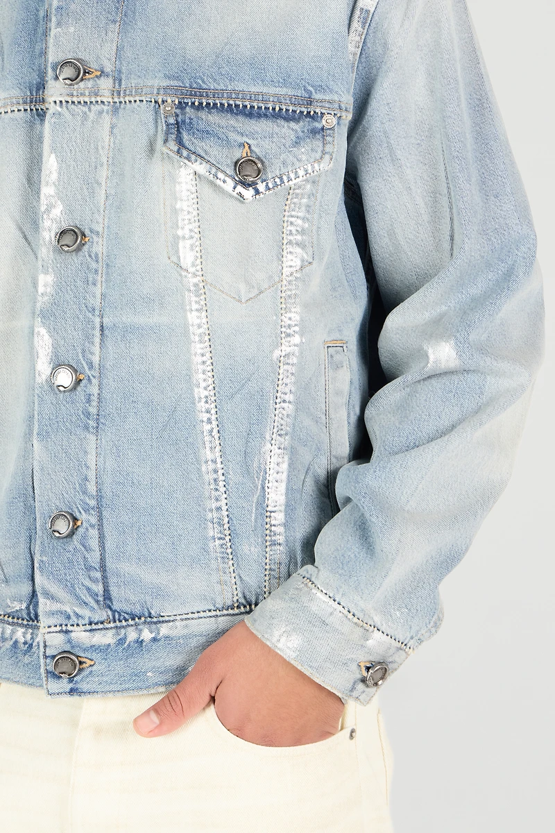 Light Blue Laminated Denim Jacket