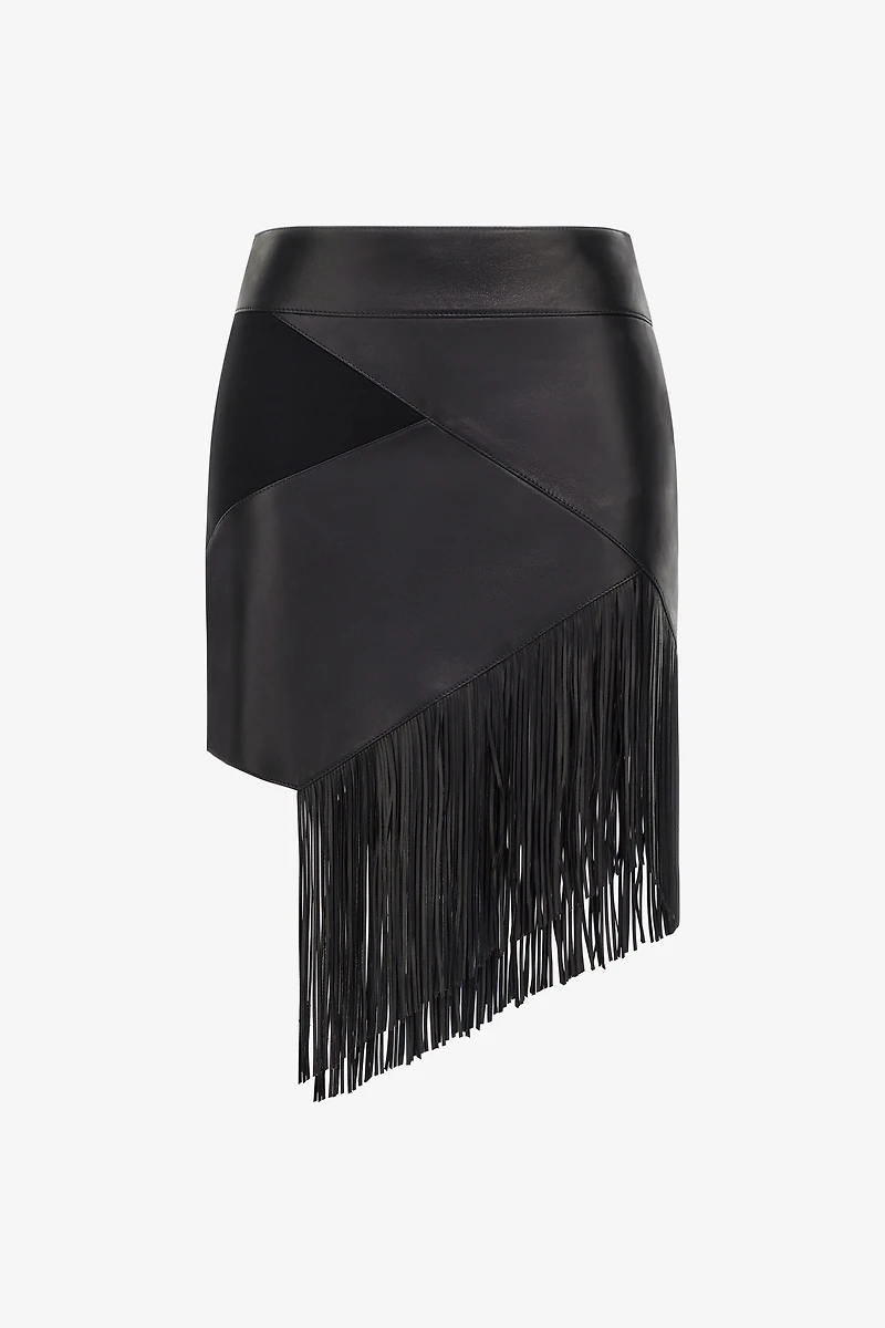 Leather skirt with fringes