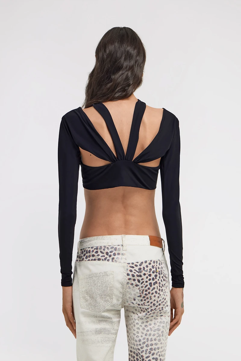 Cutout Long Sleeve Crop Top