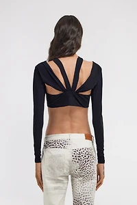 Cutout Long Sleeve Crop Top