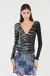 Bodysuit With Zebra And Tiger Skin Design