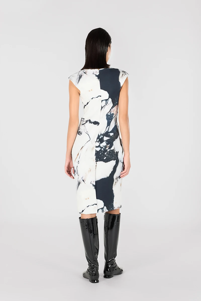 Midi dress with Marble print