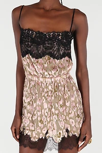 Silk Mini Dress With Lace Inserts
