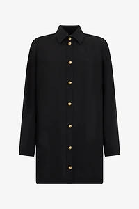 Long Black Wool-Blend Shirt