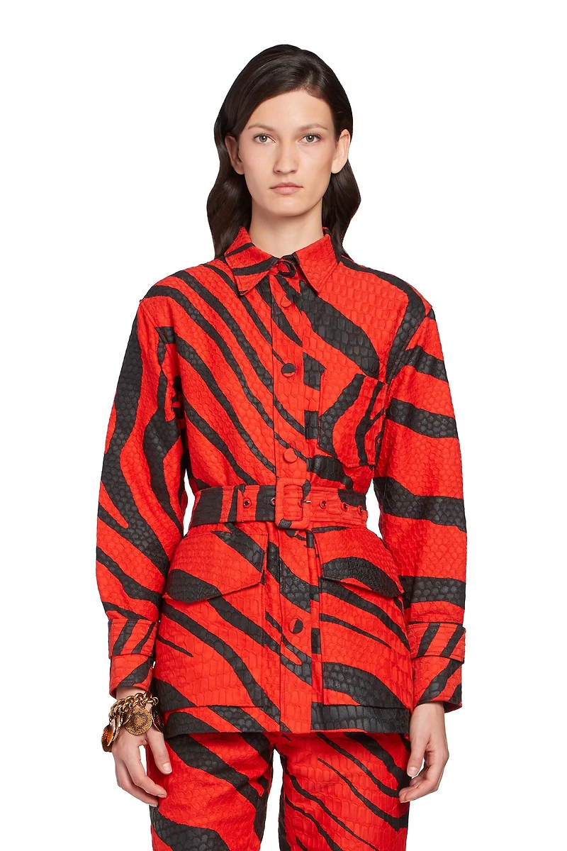 Macro Zebra print Iguana jacquard jacket