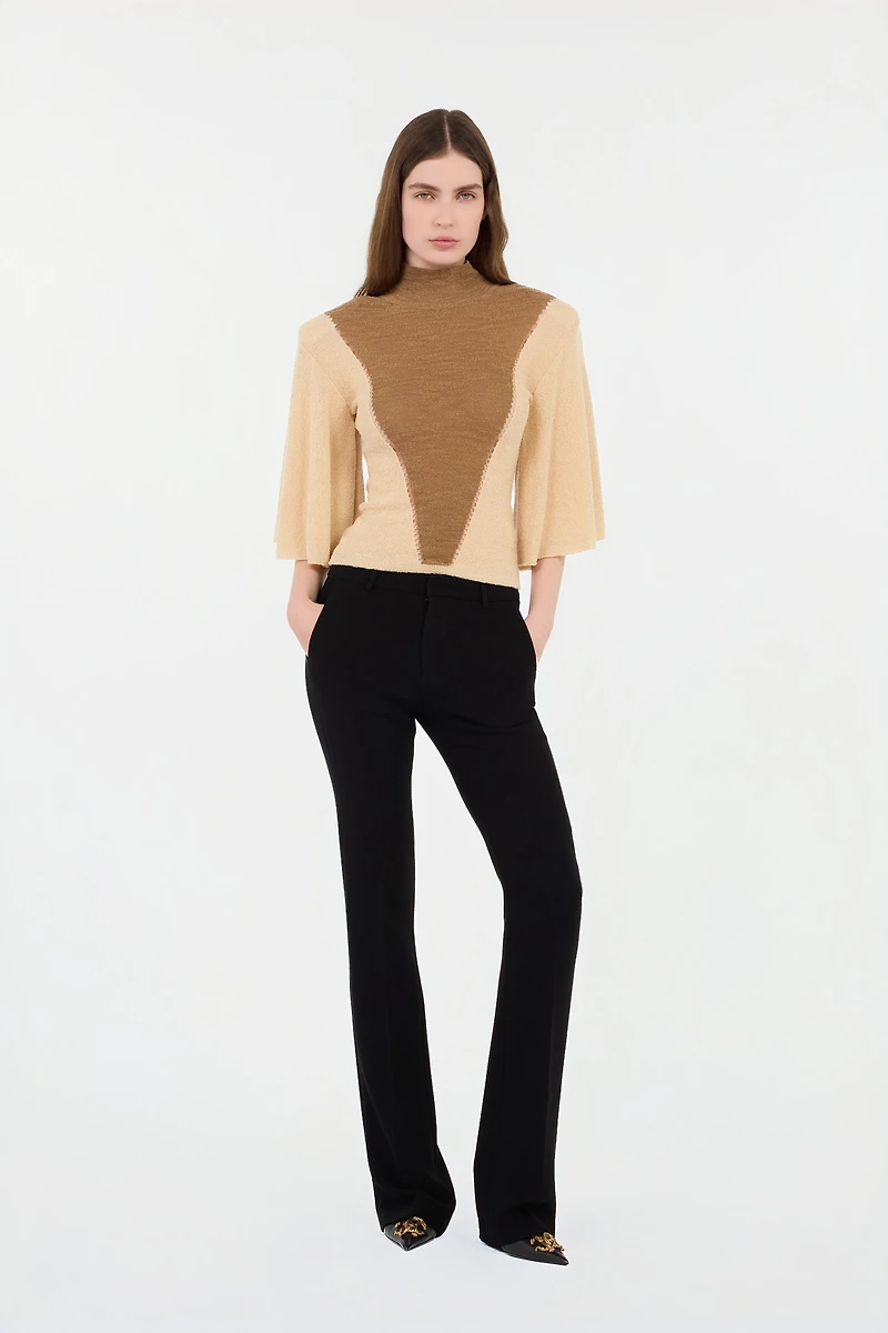 Black Flared Trousers With Rc Monogram