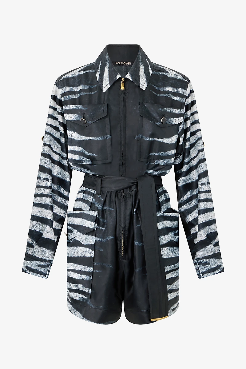 Short Silk Dress With Zebra Print