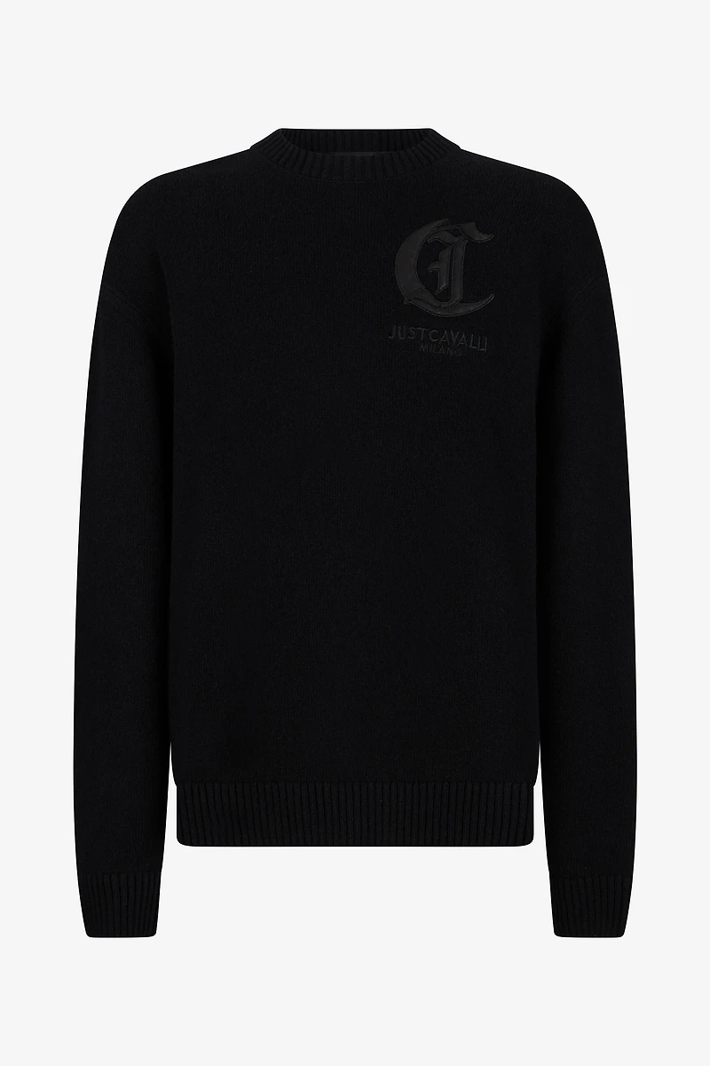 Black Sweater With Gothic C Logo