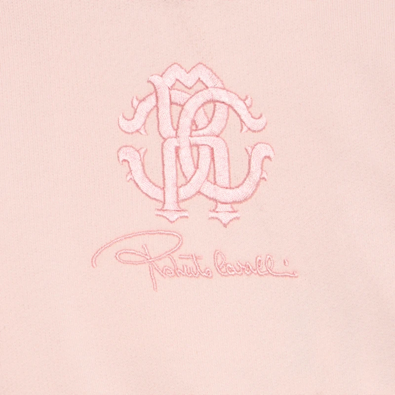 Baby Pink Sweatshirt with Embroidered Flowers