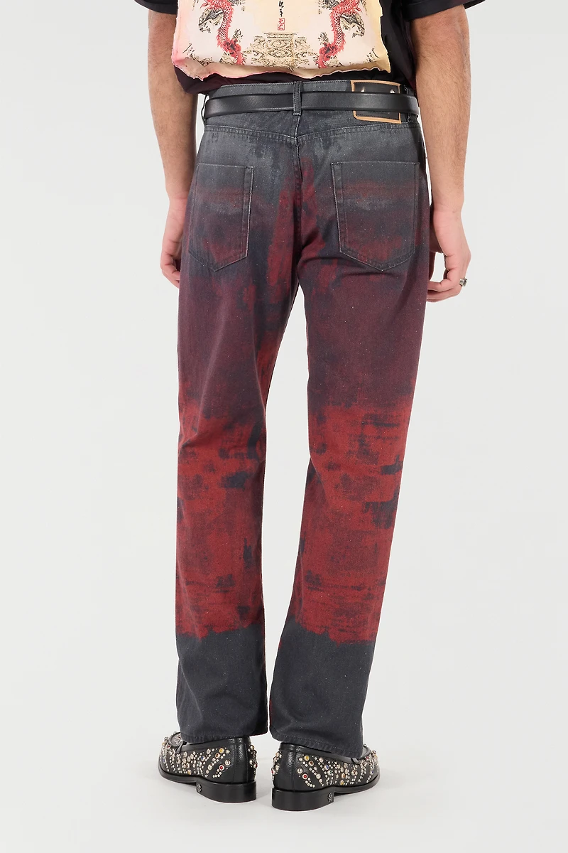 Jeans With A Mottled Print Effect