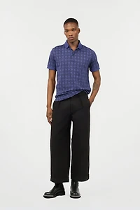 Purple Geometric Print Polo Shirt
