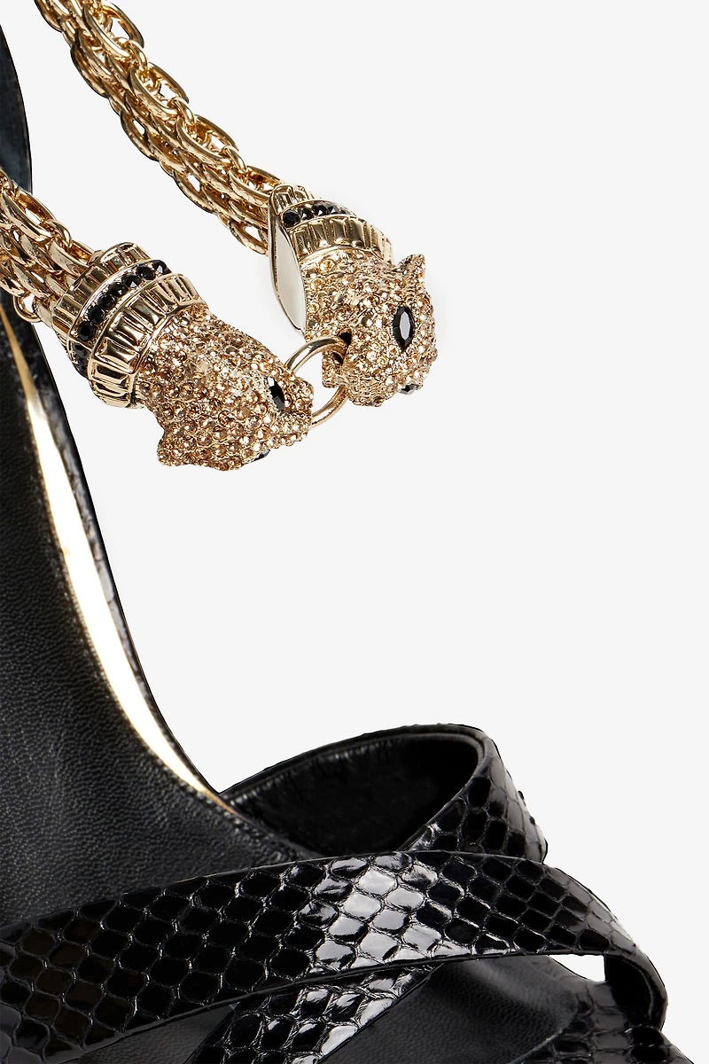 Sandals with jewel panther head