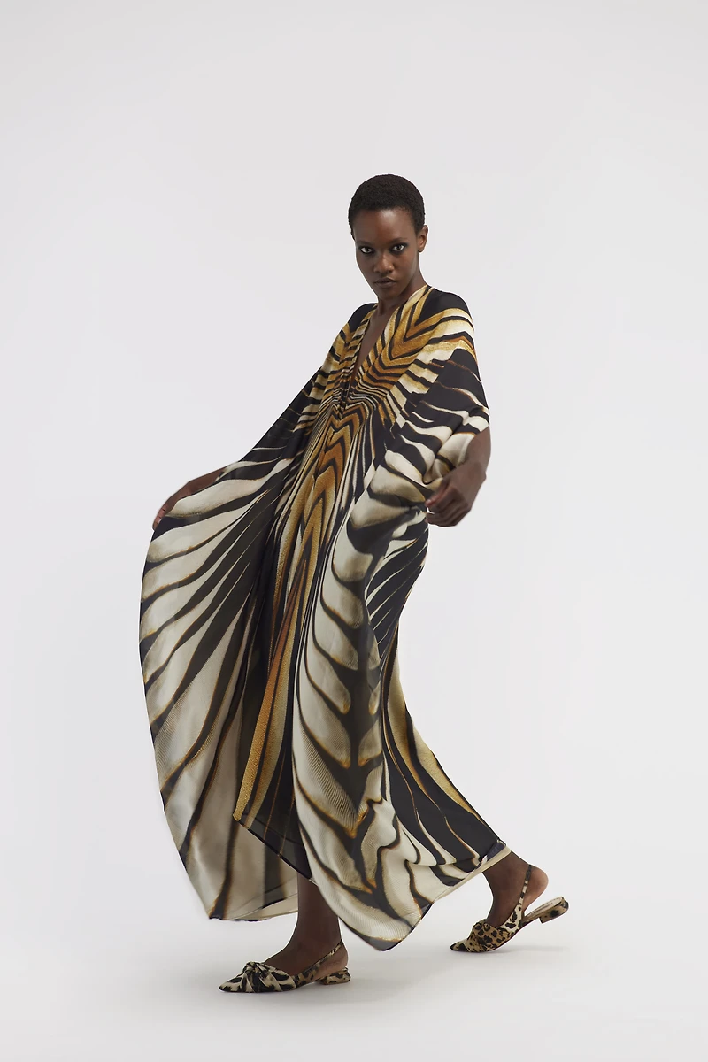 Kaftan with Ray of Gold print