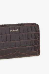 Brown Croc-Effect Wallet