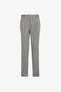 Gingham Straight-Leg Tailored Trousers