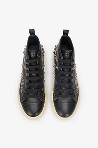 High-Top Sneakers With Studs And Stones