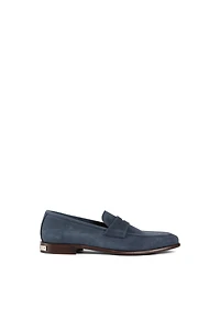 Suede leather loafers with logo