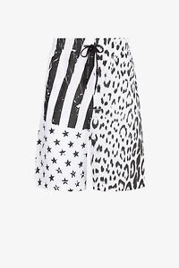 Leopard Flag-Print Track Shorts