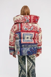 Bandana Print Puffer Jacket