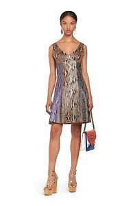 Multicolour python and leather dress