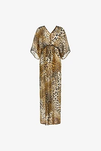 Long kaftan with Jaguar Skin print