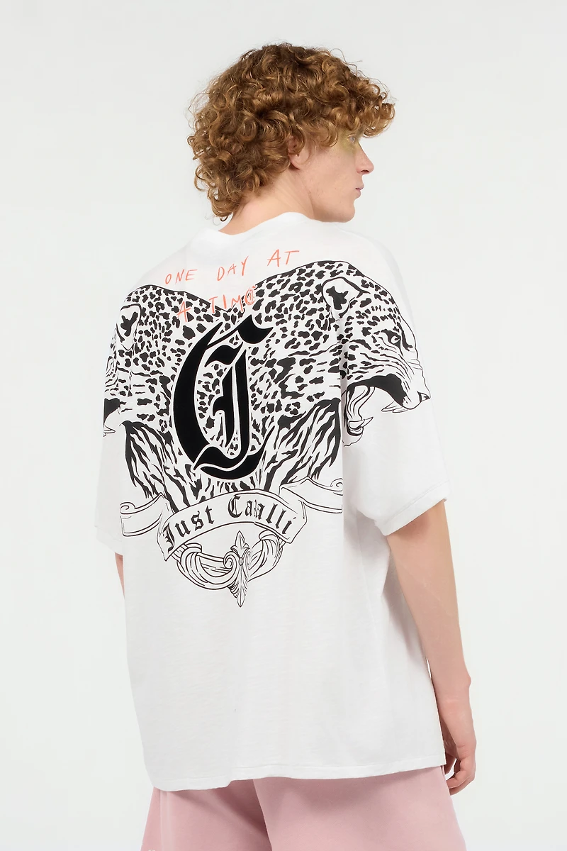 T-Shirt With Mirrored Jaguar And JC Monogram