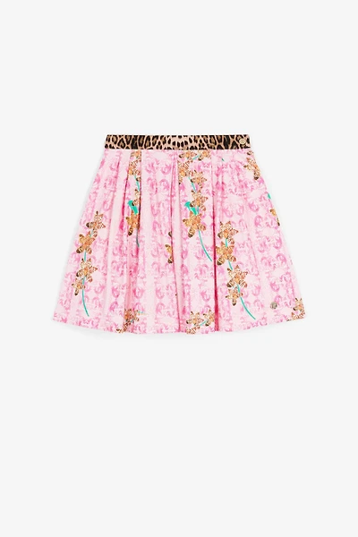 Floral-print contrast skirt