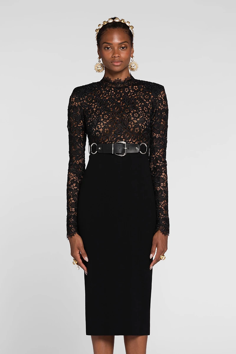 Lace-panel dress
