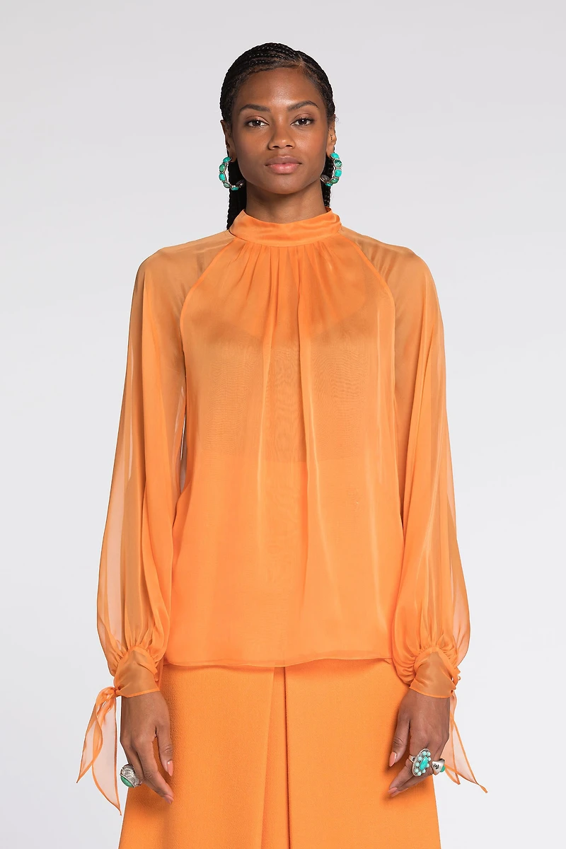 Semi-Sheer Silk Blouse