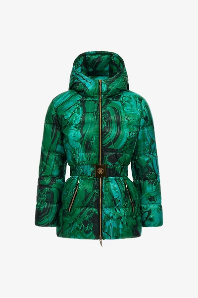 Malachite Print Puffer Jacket