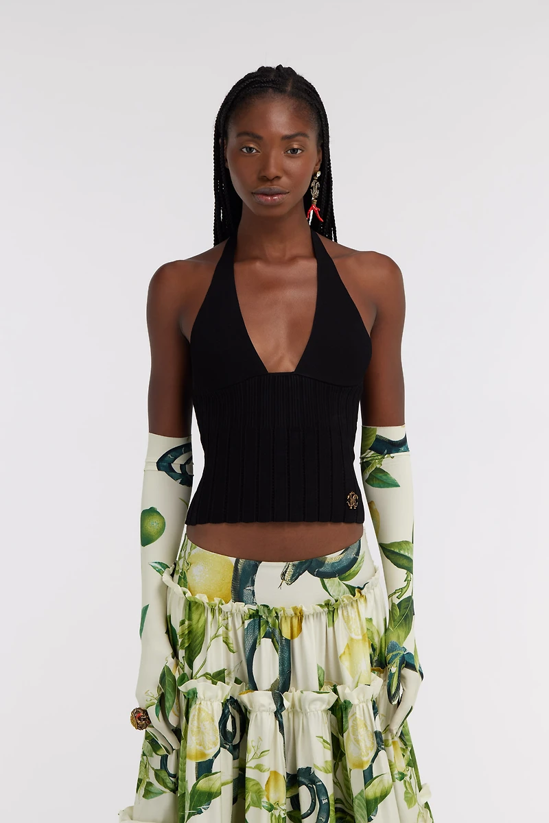 Black Ribbed Halter Top