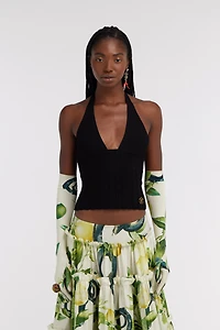 Black Ribbed Halter Top