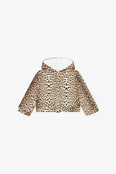 Hooded Sweatshirt With Jaguar Skin Print