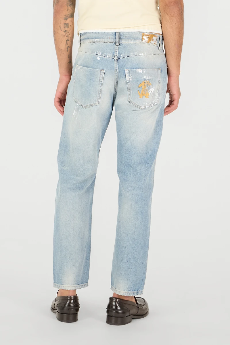 Light Wash Jeans with Monogram RC
