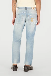 Light Wash Jeans with Monogram RC