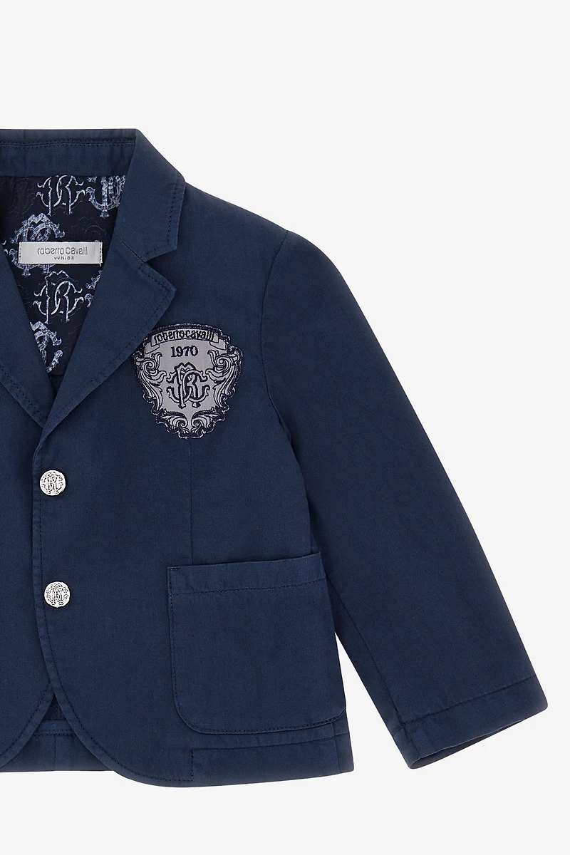Navy Crest Embroidered Blazer