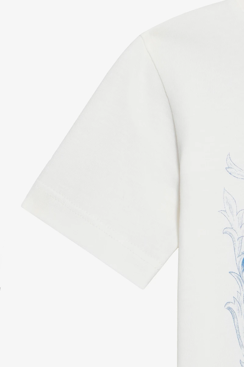Milk White T-Shirt with Feline Print