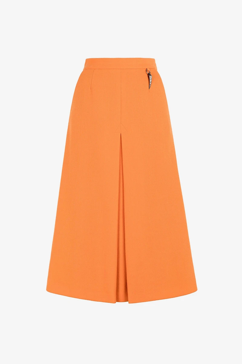 Flared wool skirt with fang pendant