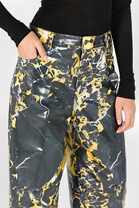 Loose trousers with Marble print