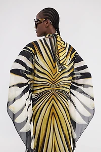Ray Of Gold Print Silk Maxi Dress