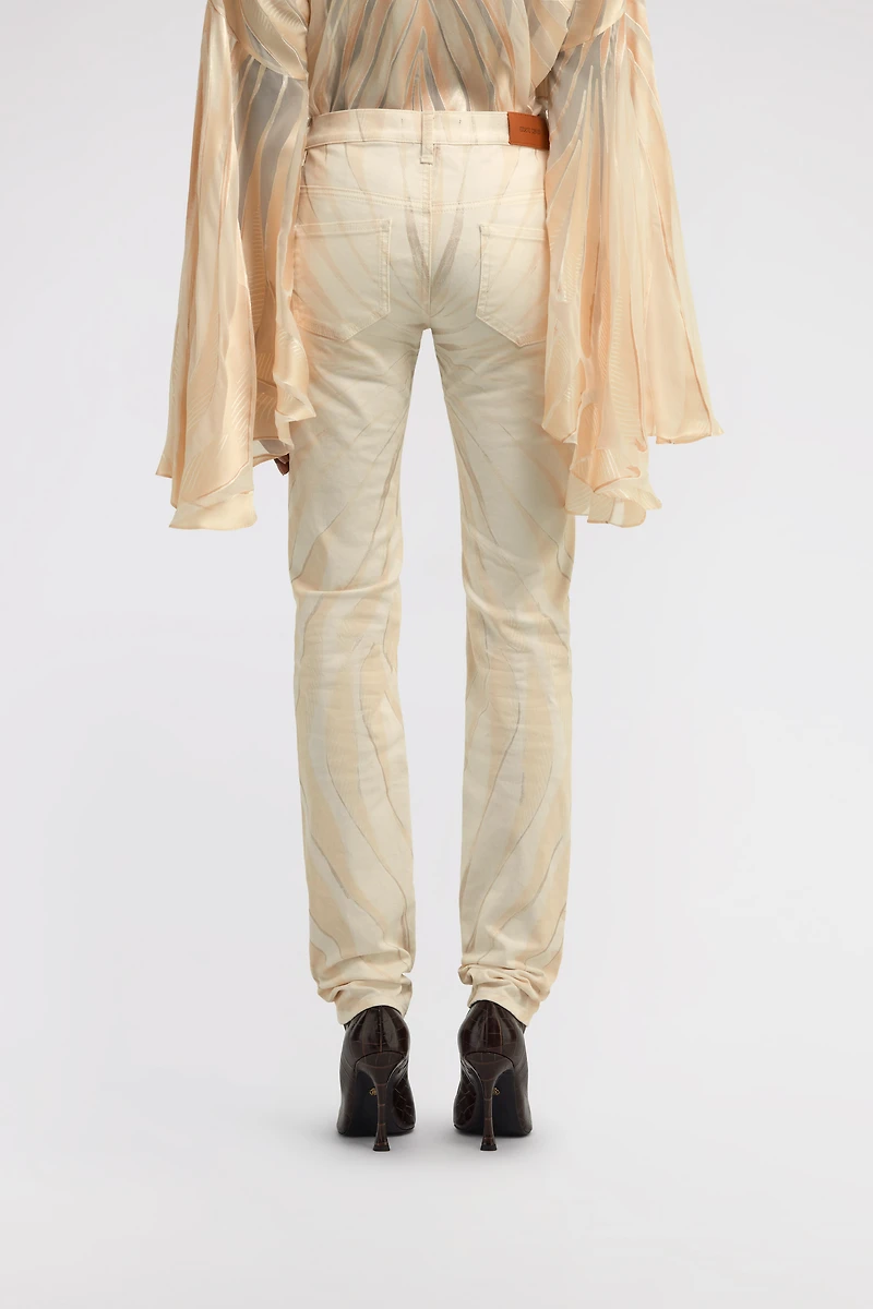 Ray Of Gold Print Skinny Cotton Trousers