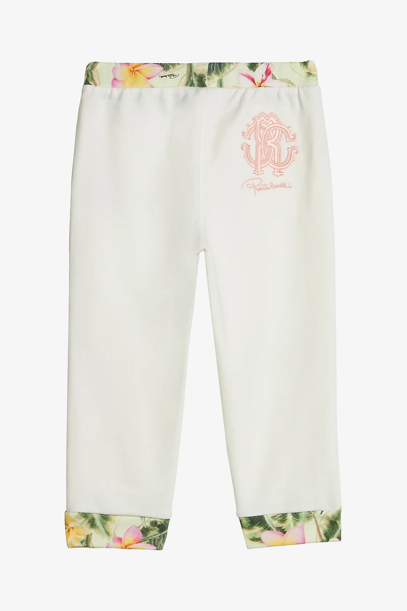 Pants With Embroidered Flowers And RC Monogram