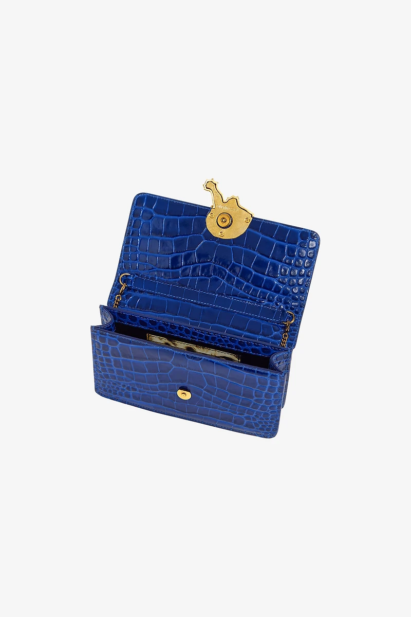 Crocodile-Embossed Shoulder Bag