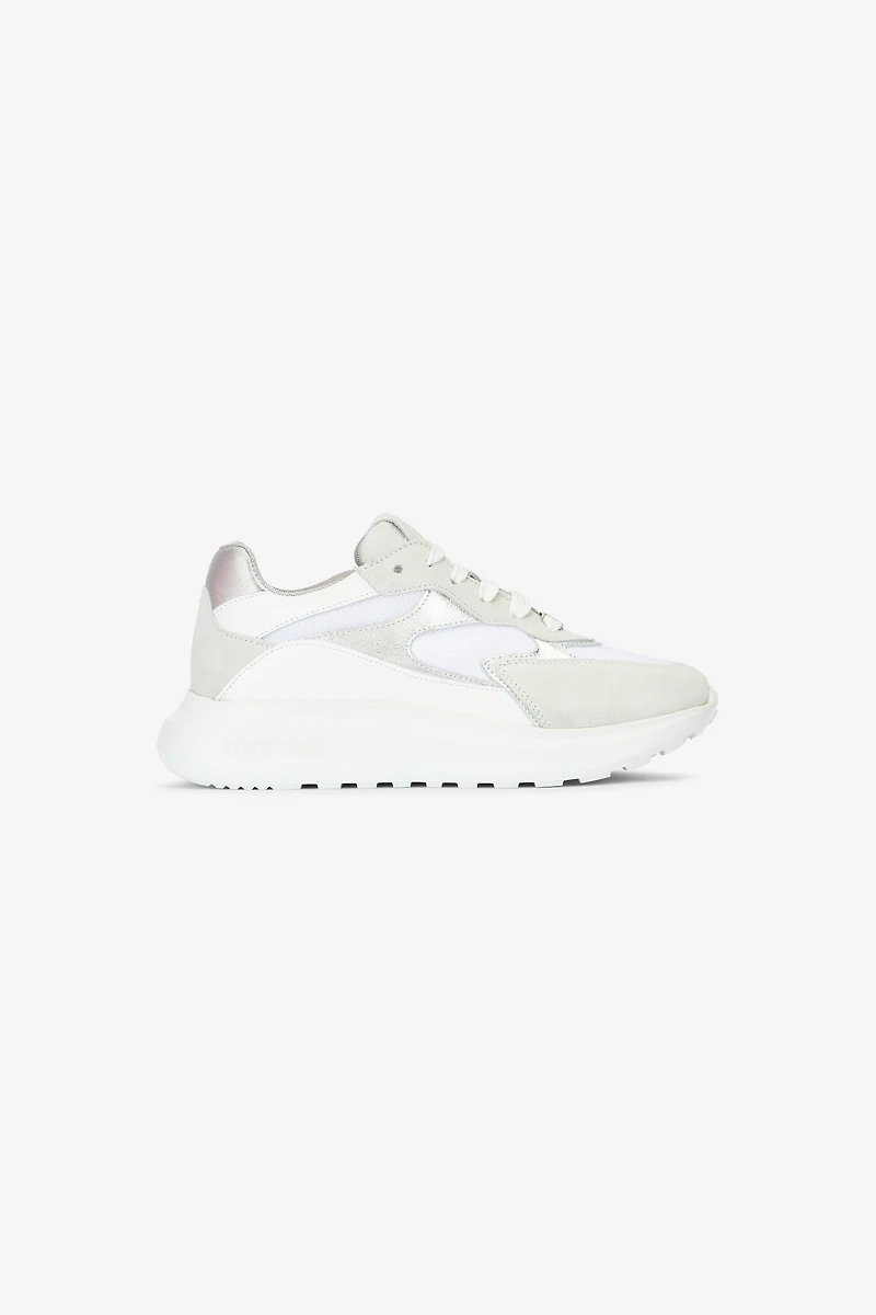 Laced sneakers with mixed inserts