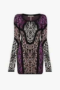 Animal print panelled minidress