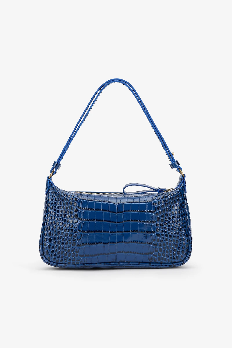 Blue Shoulder Bag with Mirror Snake Monogram