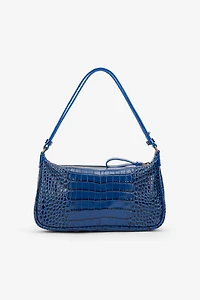 Blue Shoulder Bag with Mirror Snake Monogram